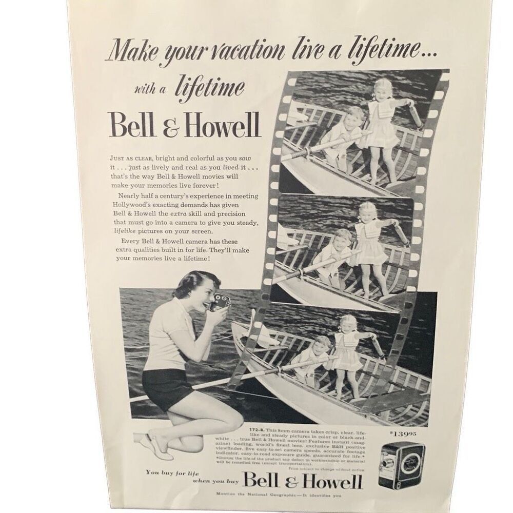 Vintage 1951 Bell & Howell Camera Vacation Lives A Lifetime Ad Advertisement